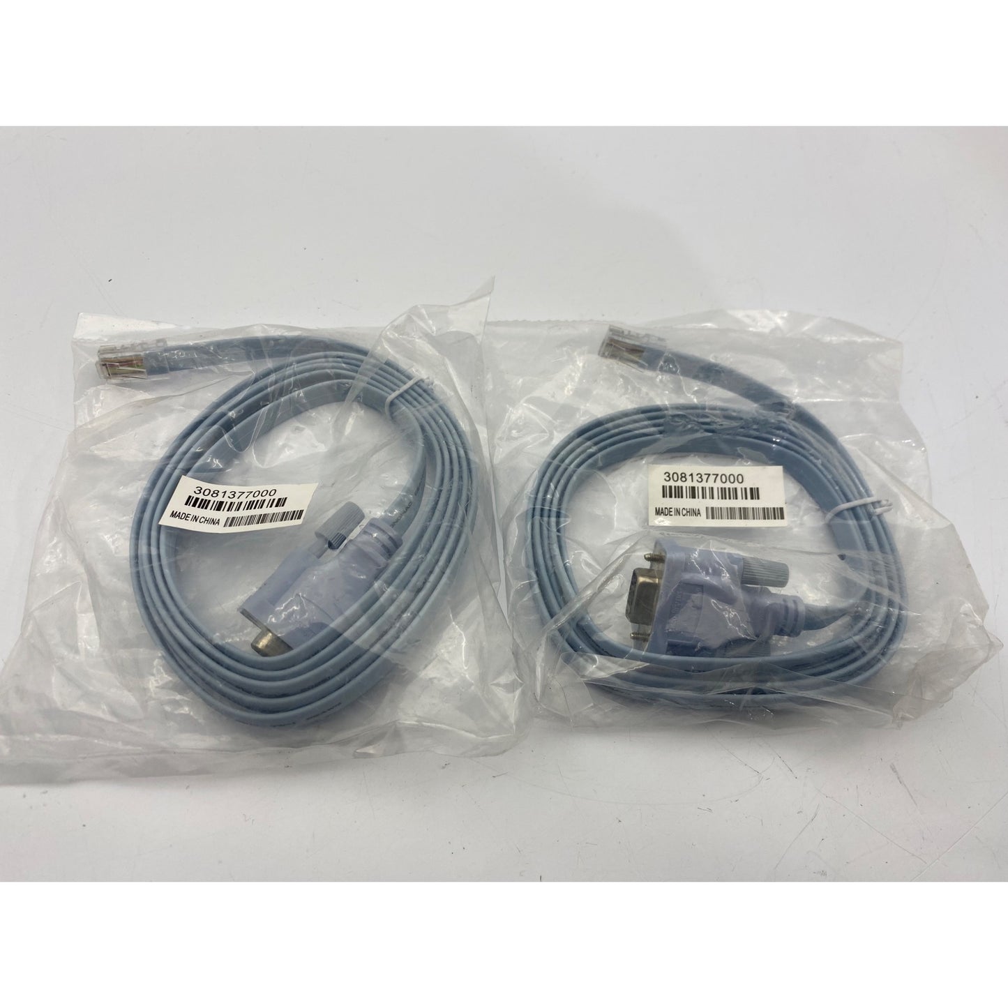 Lot of 2 Console Cables RJ45 To DB9 Serial Adapter 6ft Blue Ethernet Network