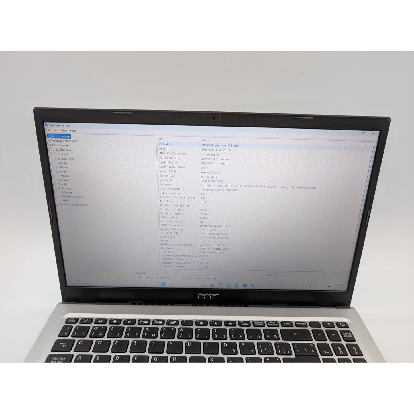 Acer Aspire A515-56-5820 15.6" Intel i5-1135G7 20GB RAM 512GB SSD Window 11 Home