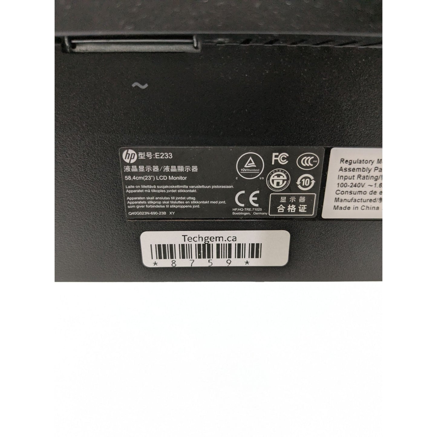 Hp EliteDisplay E233 23" LCD Monitor With Stand & Cables