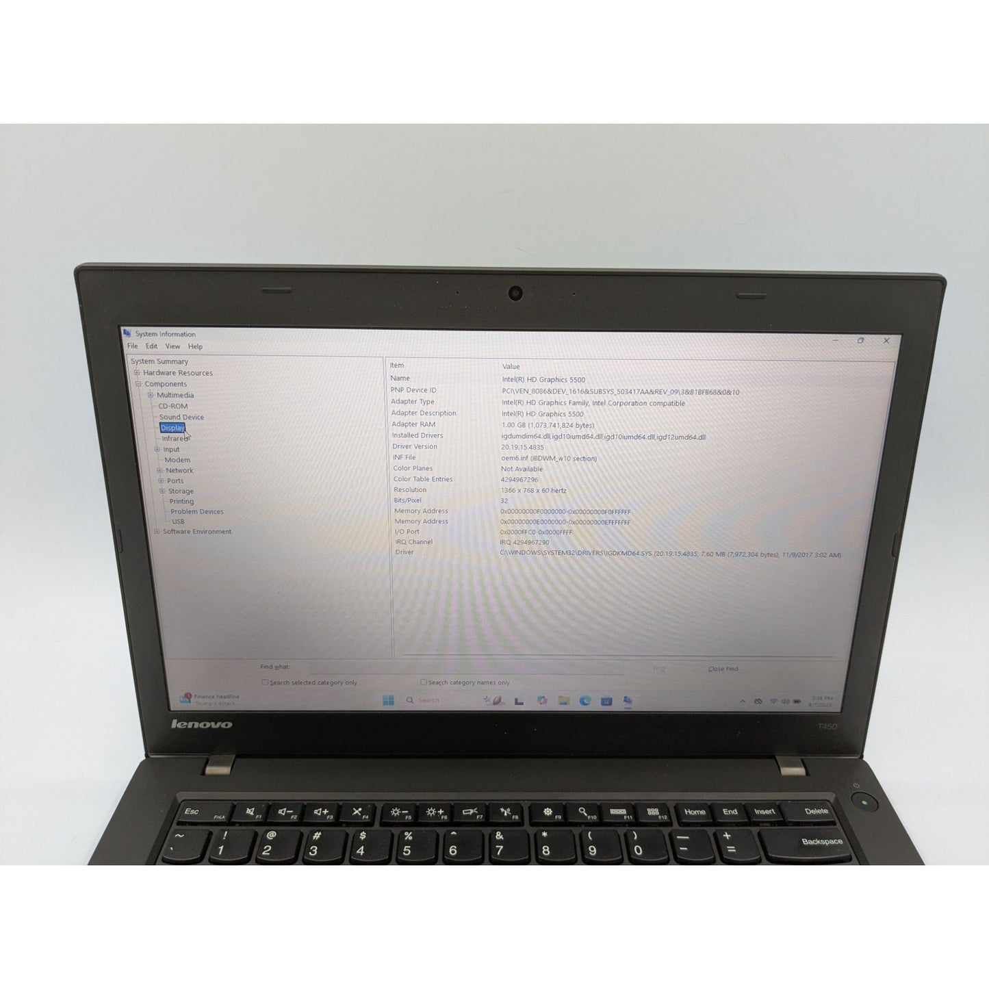 Lenovo ThinkPad T450 14" Intel i5-5200U 16GB RAM 256GB SSD Windows 11 Pro Active