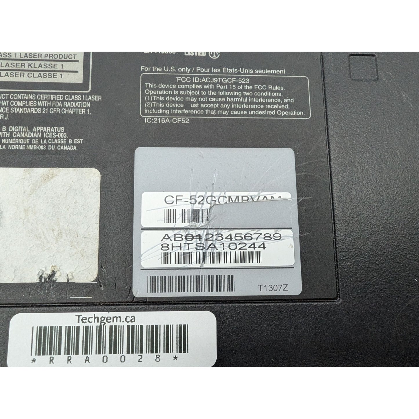 Panasonic Toughbook CF-52 Intel Centrino 15.4" Display RAM 2GB Black Laptop