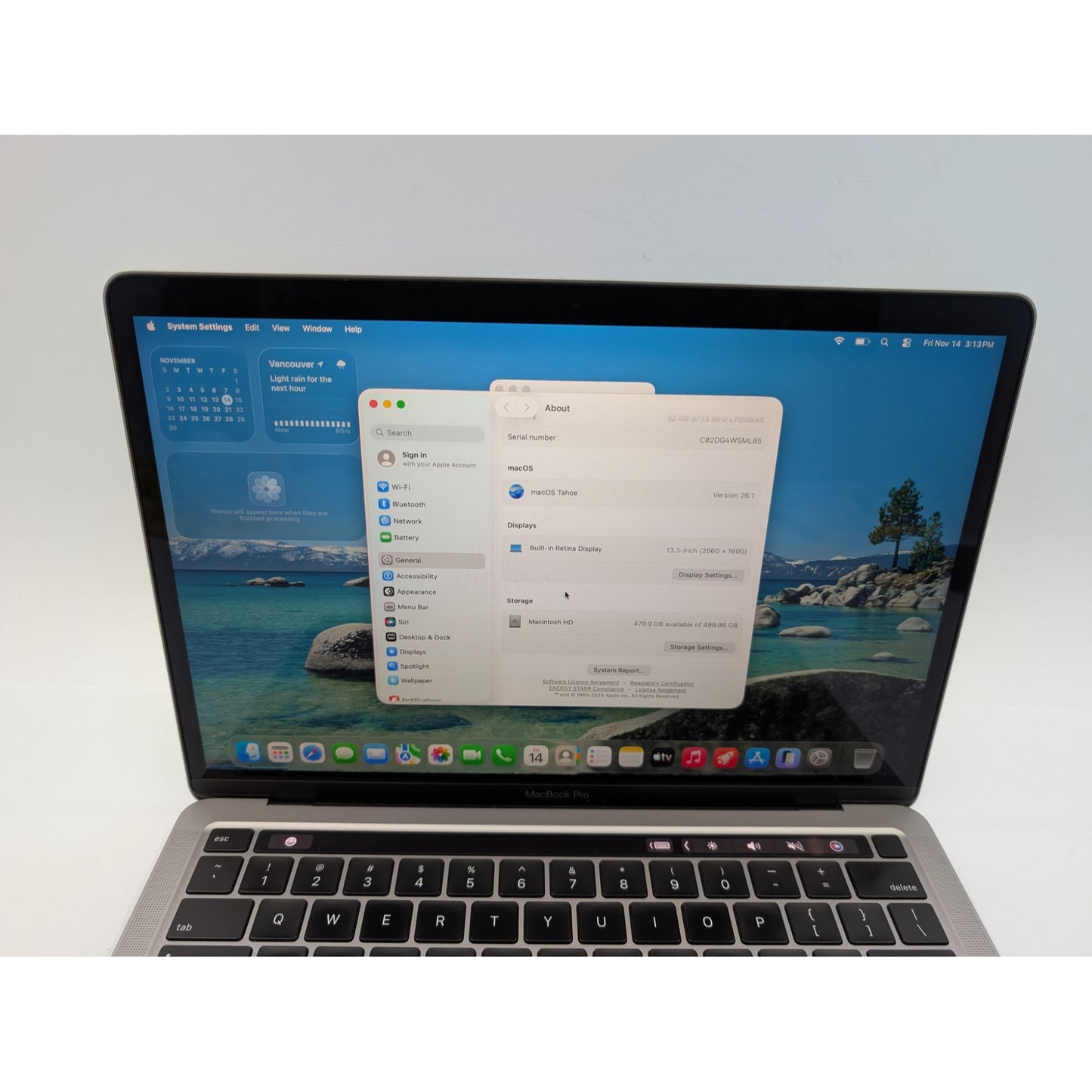 2020 Apple MacBook Pro A2251 13" Display Intel i7-1068NG7 32GB RAM 512GB SSD