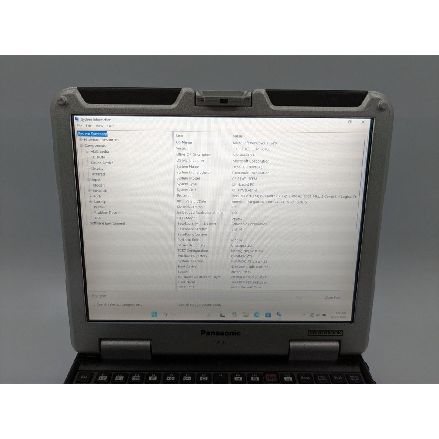 Panasonic Toughbook CF-31 13.1" Intel i5-3340M 8GB RAM 128GB SSD Window 11 Pro