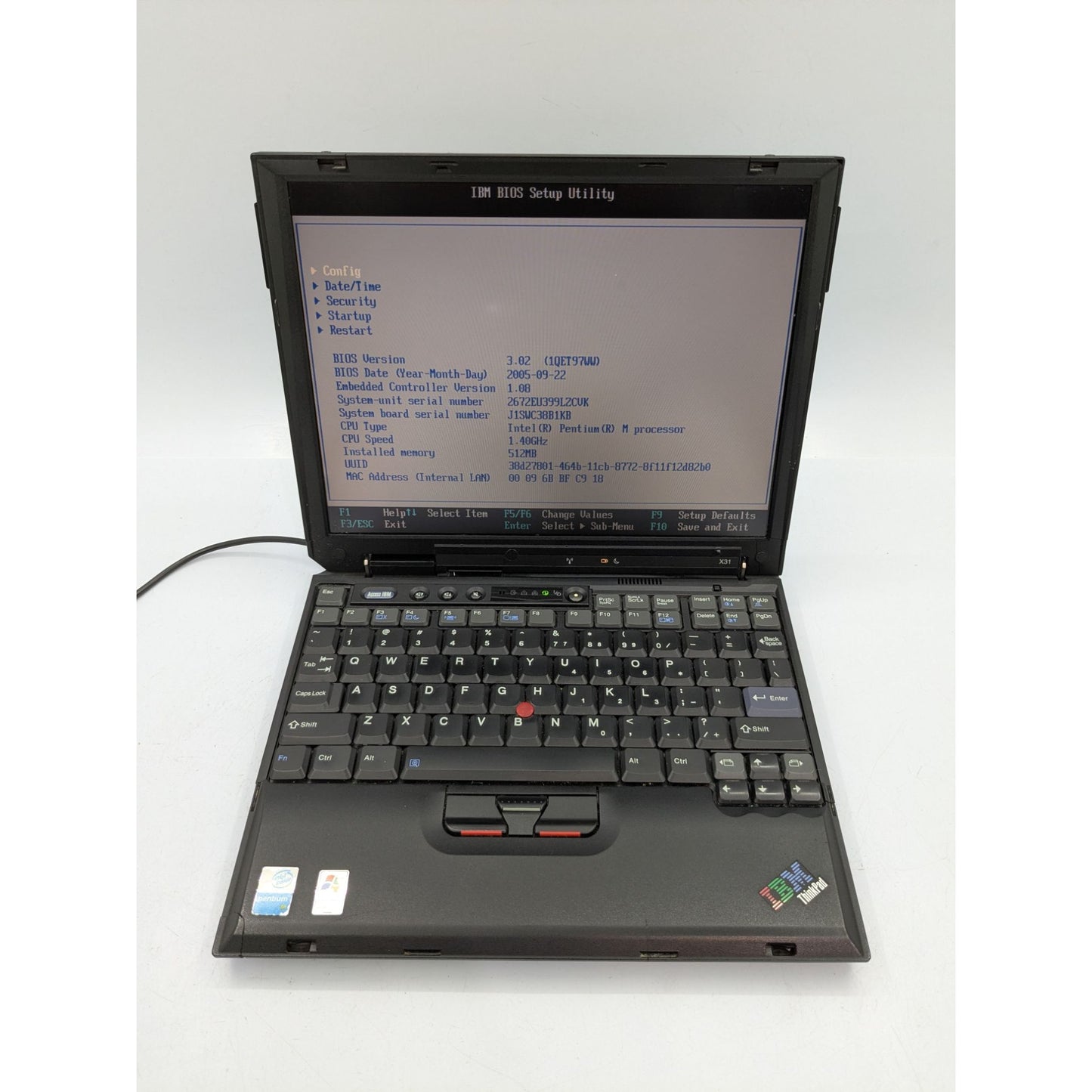 IBM ThinkPad X31 12.1" Display Intel Pentium M 1.40 GHz 512MB RAM Black Laptop