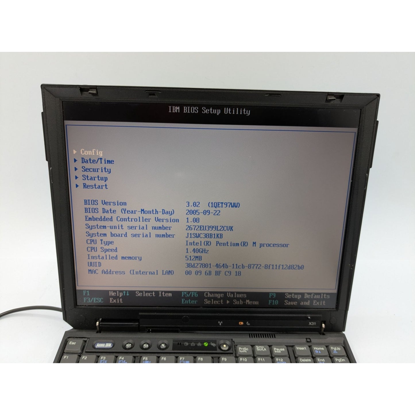 IBM ThinkPad X31 12.1" Display Intel Pentium M 1.40 GHz 512MB RAM Black Laptop
