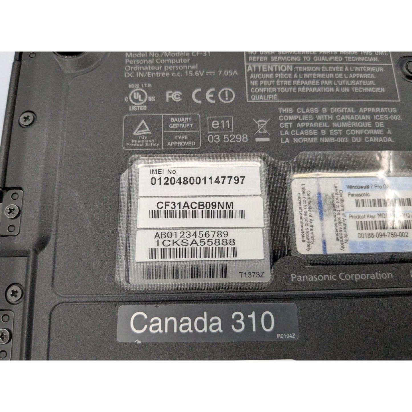 Panasonic Toughbook CF-31 13.1" Intel i5-520M 4GB RAM 2.40GHz Processor Laptop