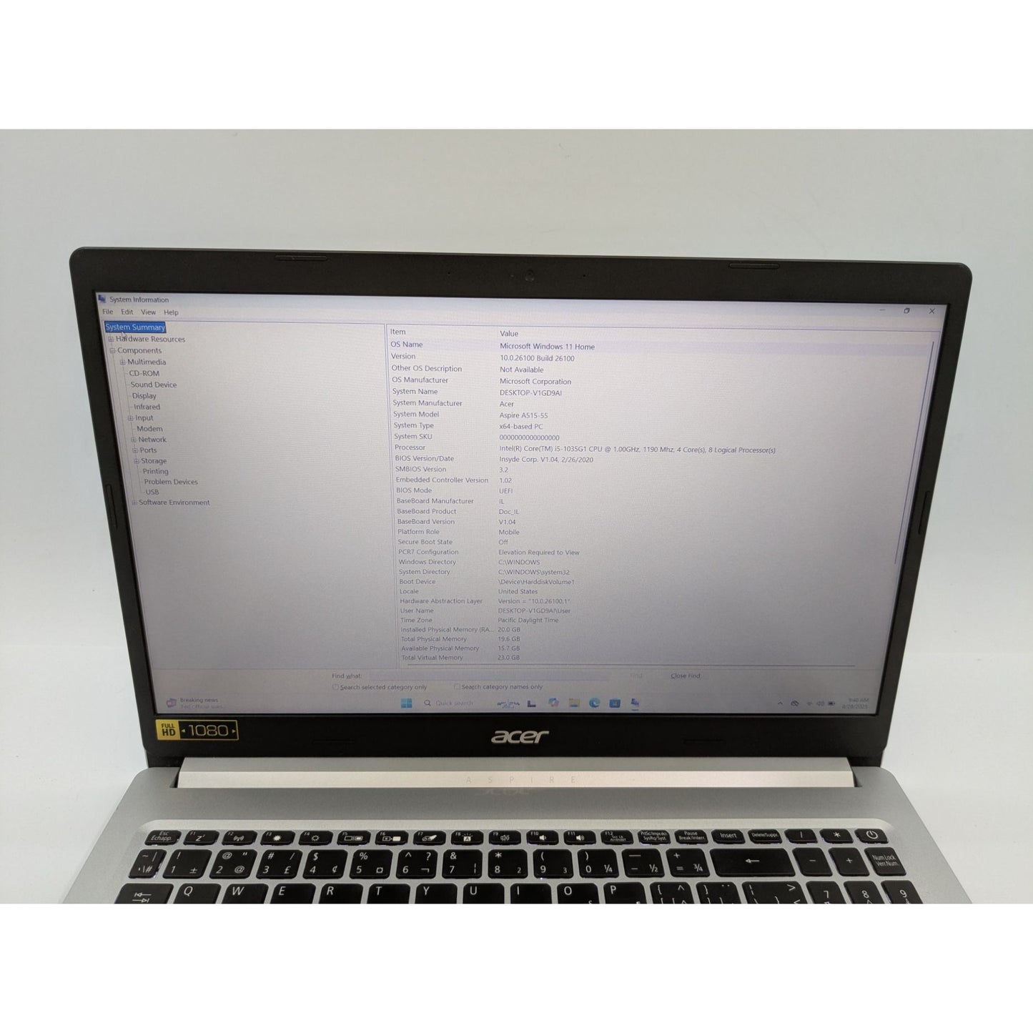 Acer Aspire 5 A515-55-59YS 15.6" Intel i5 10th Gen 20GB RAM 512GB SSD Win11 Home