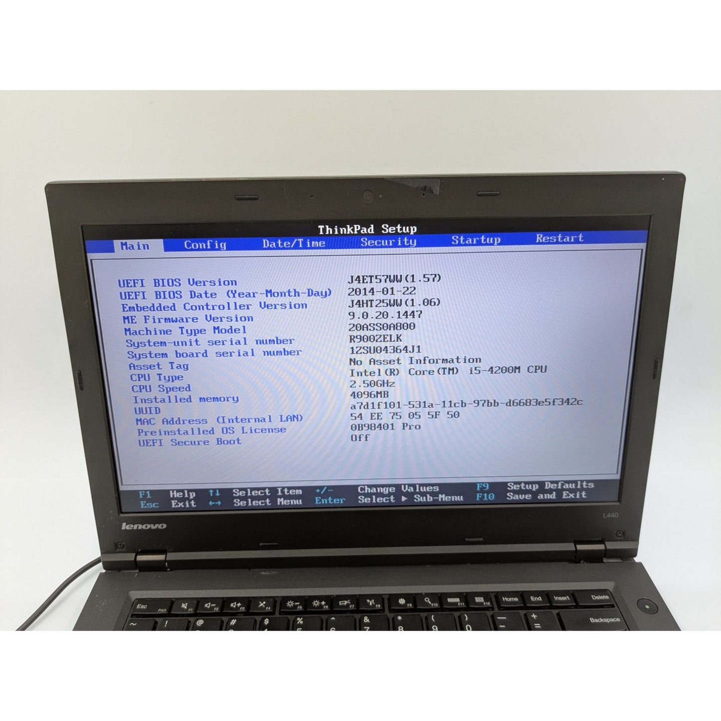 Lenovo ThinkPad L440 14" Display Intel Core i5-4200M 2.50GHz 4GB RAM Windows 8 Pro