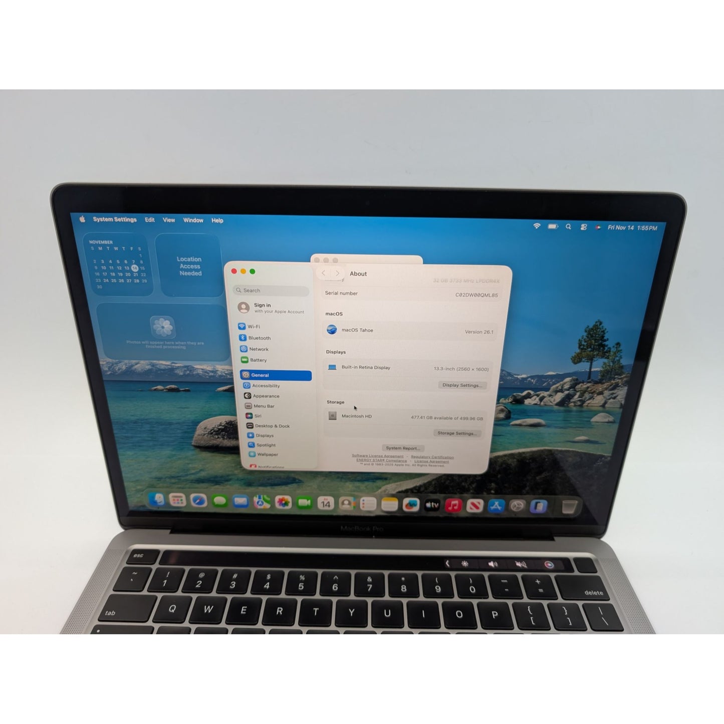 2020 Apple MacBook Pro A2251 Intel Core i7-1068NG7 13" Screen 512GB SSD 32GB RAM