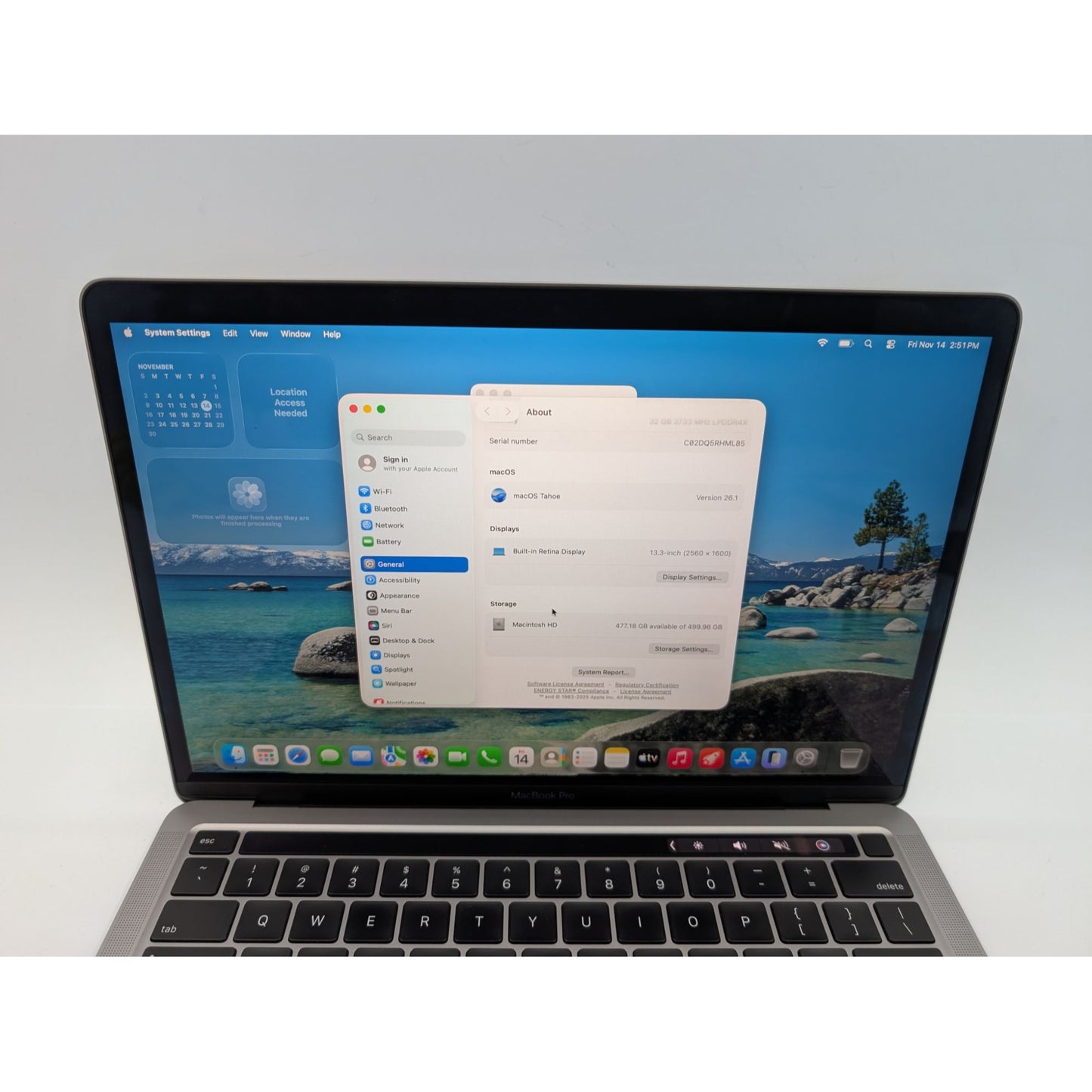 2020 Apple MacBook Pro A2251 13" Display Intel Core i7-1068NG7 32GB RAM 512GB SSD