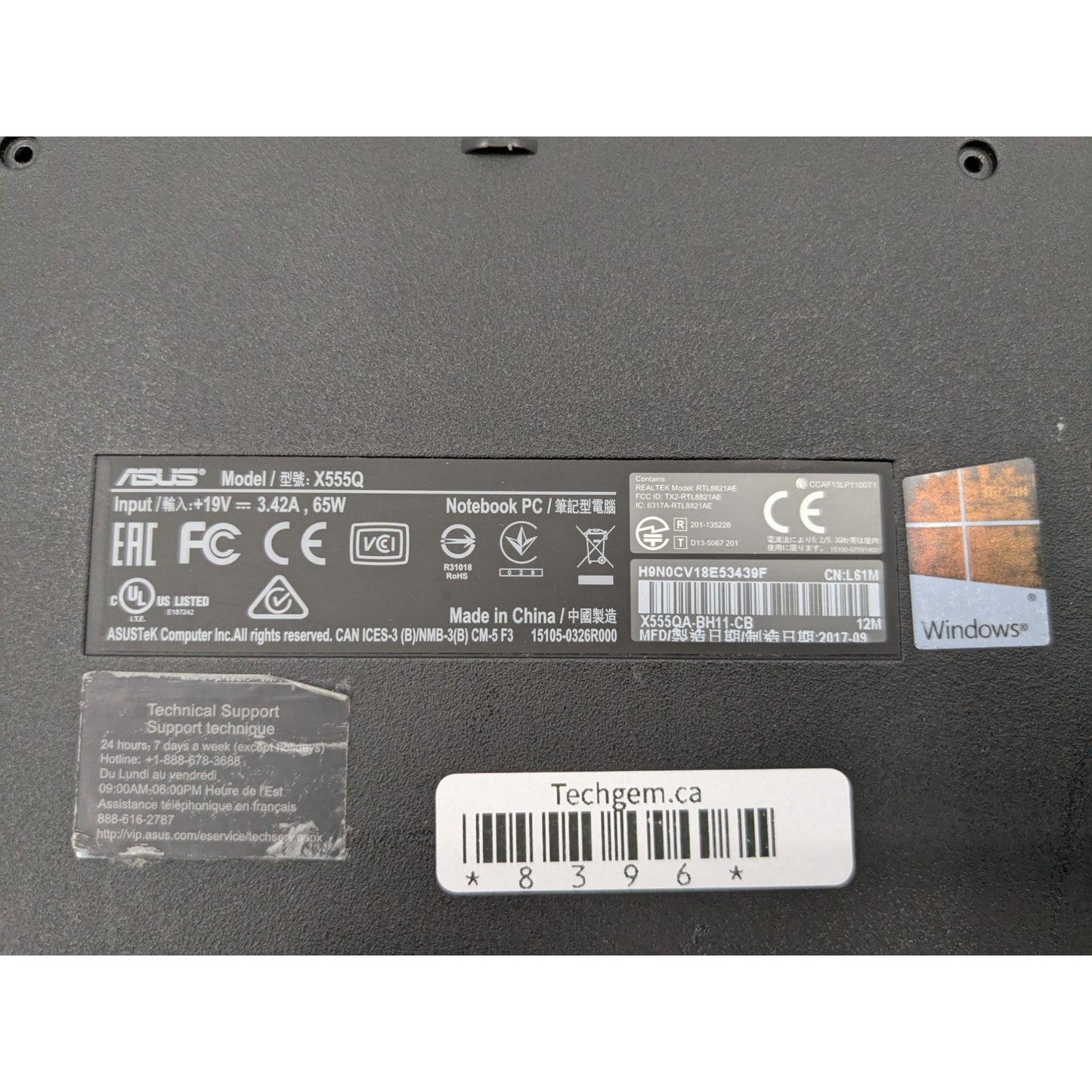 Asus X555QA-BH11-CB 15.6" Display AMD A10-9620P 2.50 Ghz Processor 8GB RAM