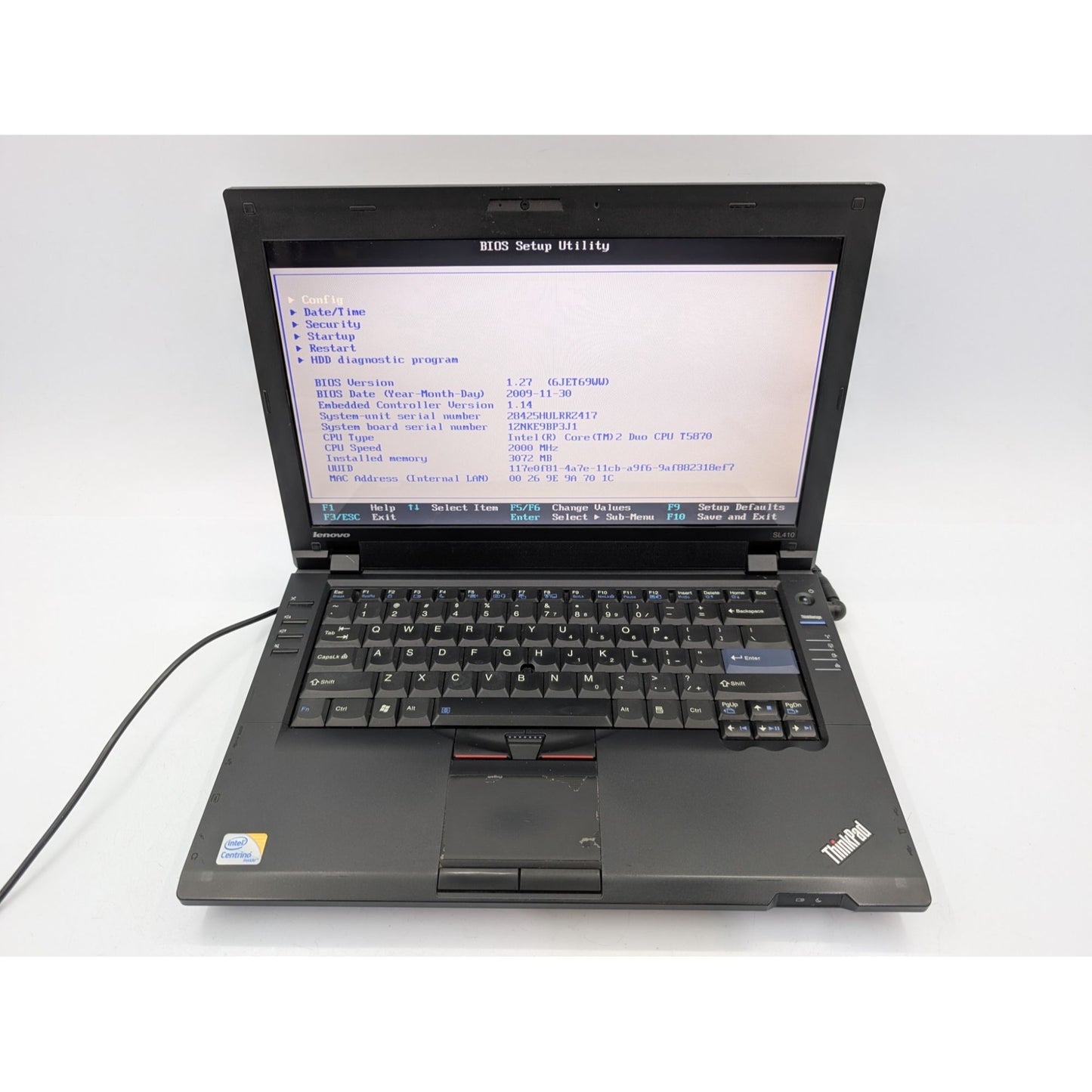 Lenovo ThinkPad SL410 Intel Core 2 Duo T5870 2.00GHz 3GB RAM 14" Screen Laptop
