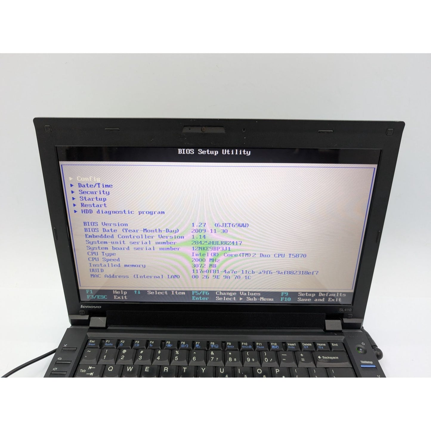Lenovo ThinkPad SL410 Intel Core 2 Duo T5870 2.00GHz 3GB RAM 14" Screen Laptop
