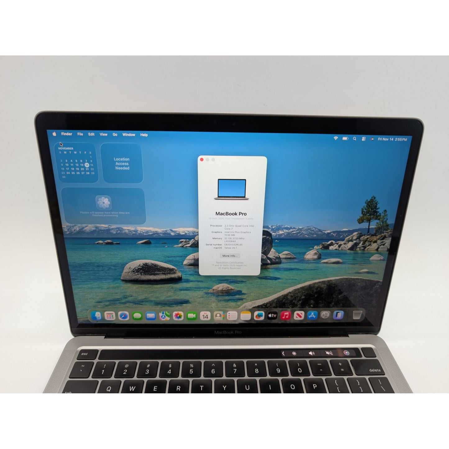 2020 Apple MacBook Pro A2251 13" Intel i7-1068NG7 32GB RAM 512GB SSD Tahoe OS