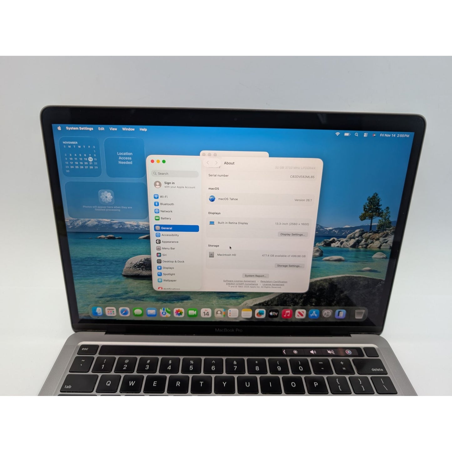 2020 Apple MacBook Pro A2251 13" Intel i7-1068NG7 32GB RAM 512GB SSD Tahoe OS