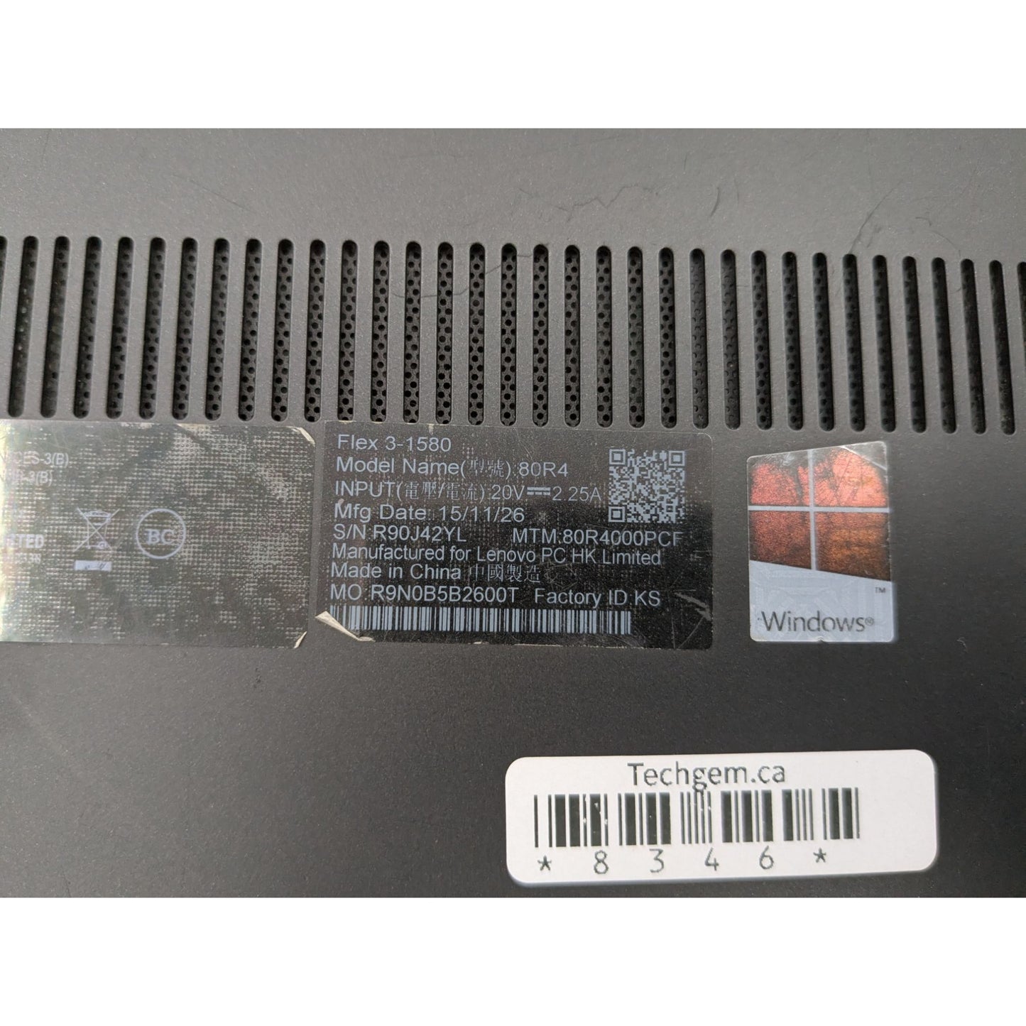 Lenovo Flex 3-1580 15.6" Display Intel Core i5-6200U Processor 2.30 Ghz 4GB RAM