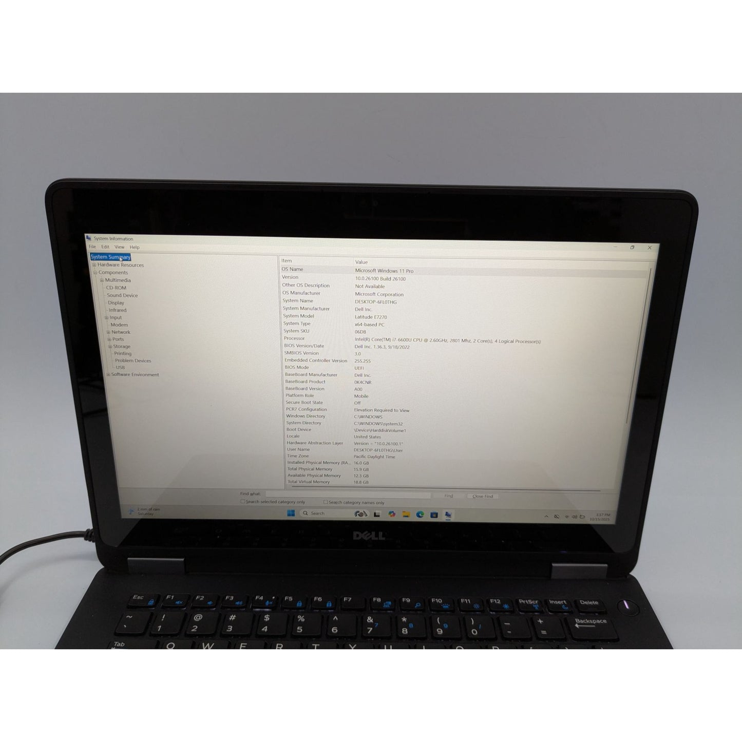 Dell Latitude E7270 12.5” Touch LCD Intel i7-6600U 16GB RAM 256GB SSD Win 11 Pro