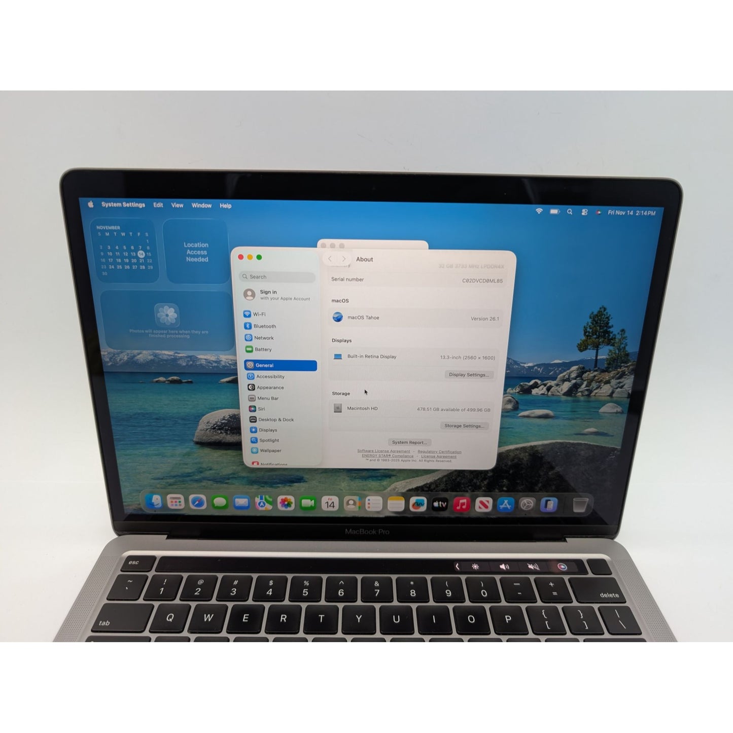 2020 Apple MacBook Pro A2251 13" 2.3GHz Intel Core i7-1068NG7 32GB RAM 512GB SSD