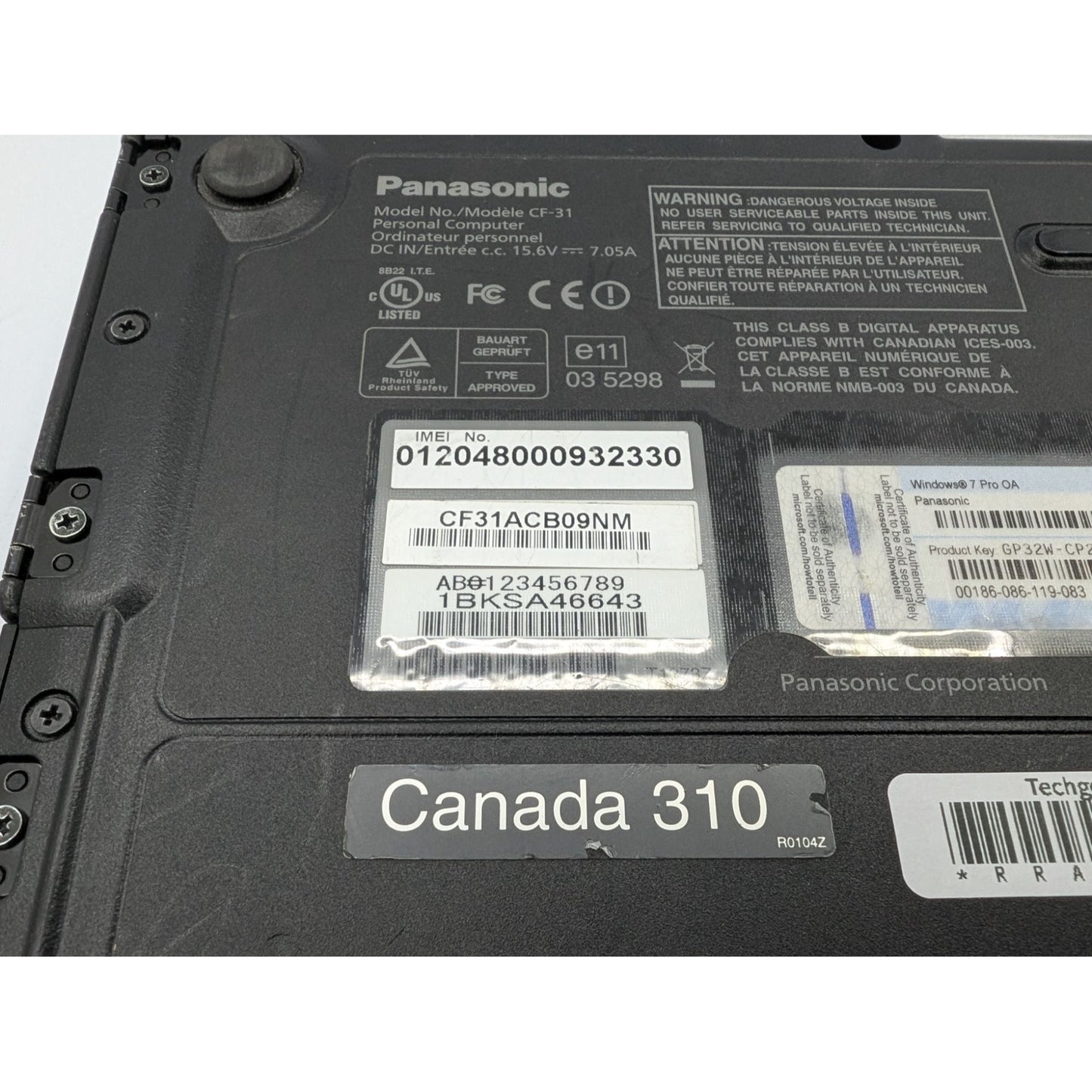 Panasonic Toughbook CF-31 13.1" Screen Intel i5-520M 2.40 GHz 4GB RAM Laptop