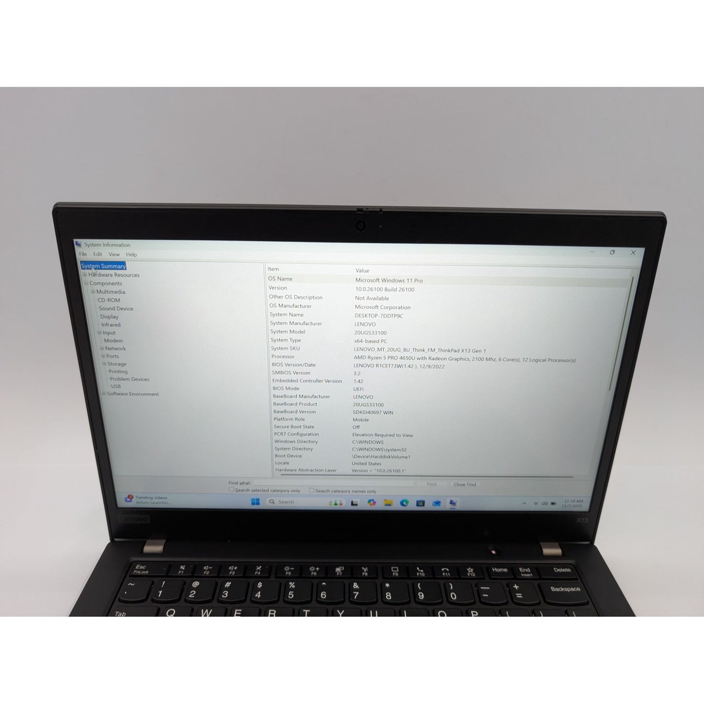 Lenovo ThinkPad X13 Gen 1 13.3" Touchscreen AMD Ryzen 5-4650U 16GB RAM 256GB SSD