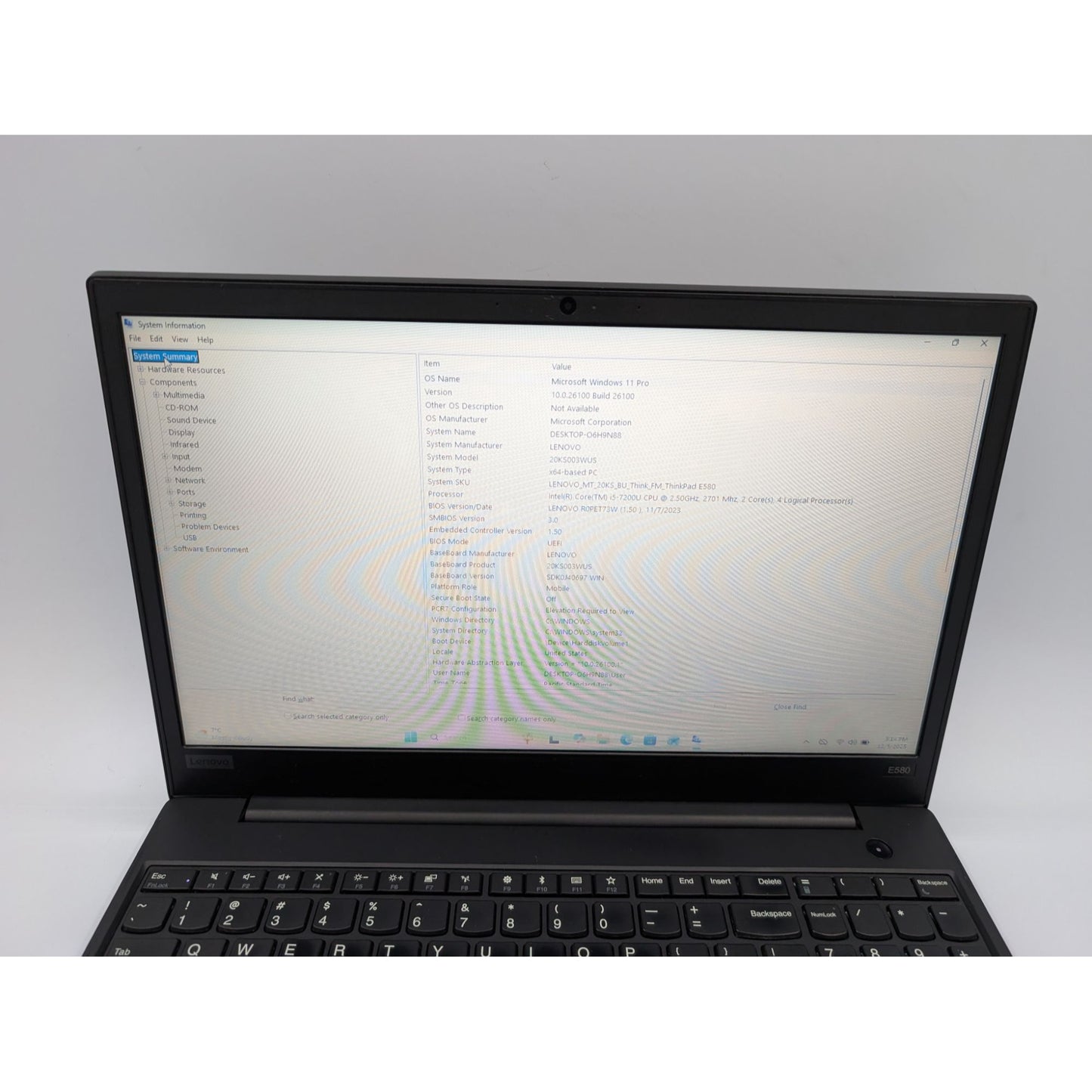 Lenovo ThinkPad E580 15.6" Intel Core i5-7200U 16GB RAM 240GB SSD Windows 11 Pro