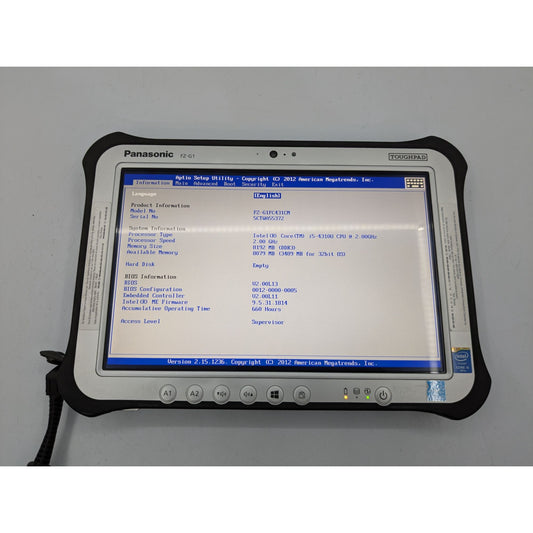Panasonic Toughpad FZ-G1 Intel Core i5-4310U 8GB RAM 10.1" Display 2.00GHz