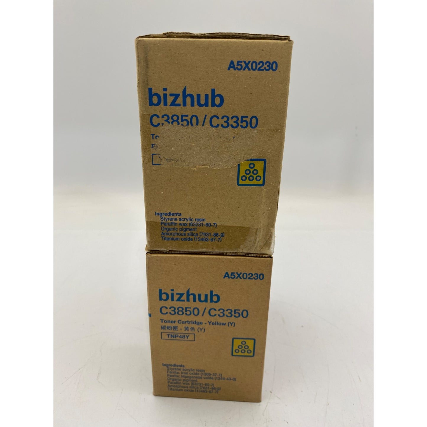 Lot of 2 Konica Minolta Yellow Toner Cartridge TNP48Y For Bizhub C3850/C3350
