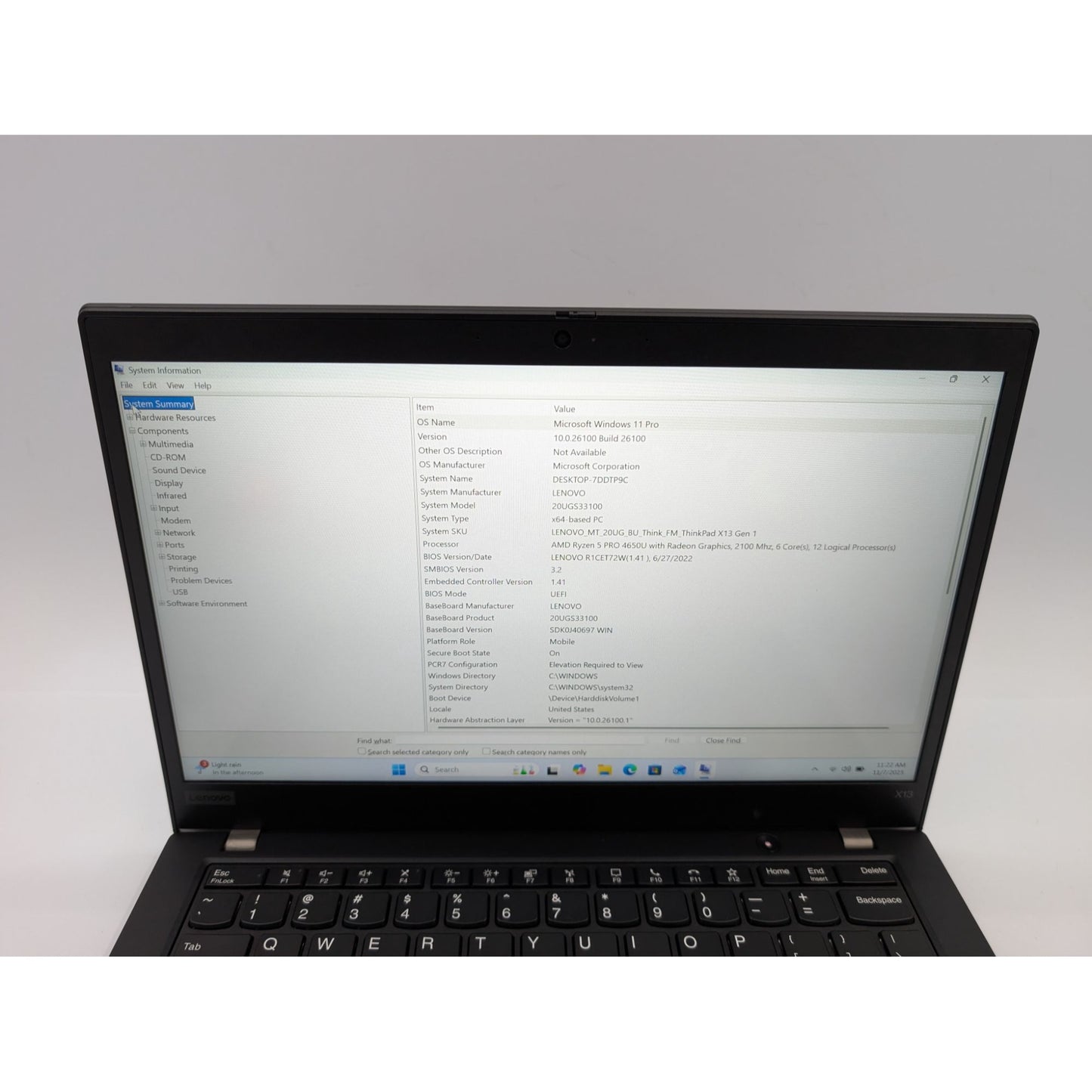 Lenovo ThinkPad X13 Gen 1 AMD Ryzen 5-4650U 13.3" Touchscreen 16GB RAM 256GB SSD