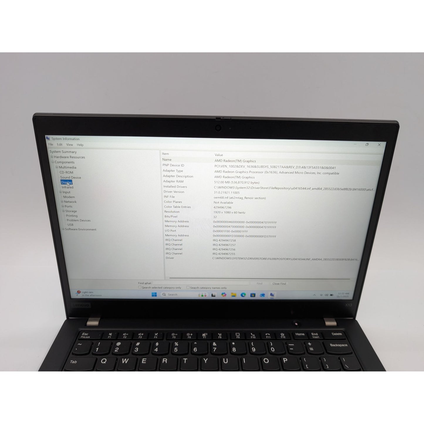 Lenovo ThinkPad X13 Gen 1 AMD Ryzen 5-4650U 13.3" Touchscreen 16GB RAM 256GB SSD