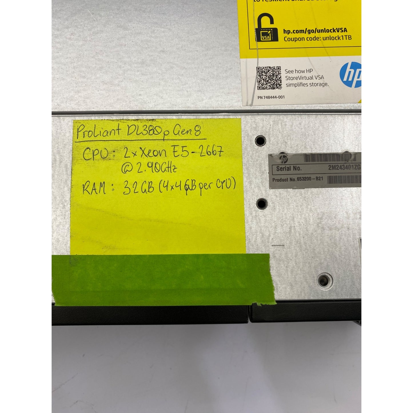 HP ProLiant DL380p Gen8 Server 2U Rackmount 2x Intel Xeon E5-2667 2.90GHz 32GB RAM No HDD