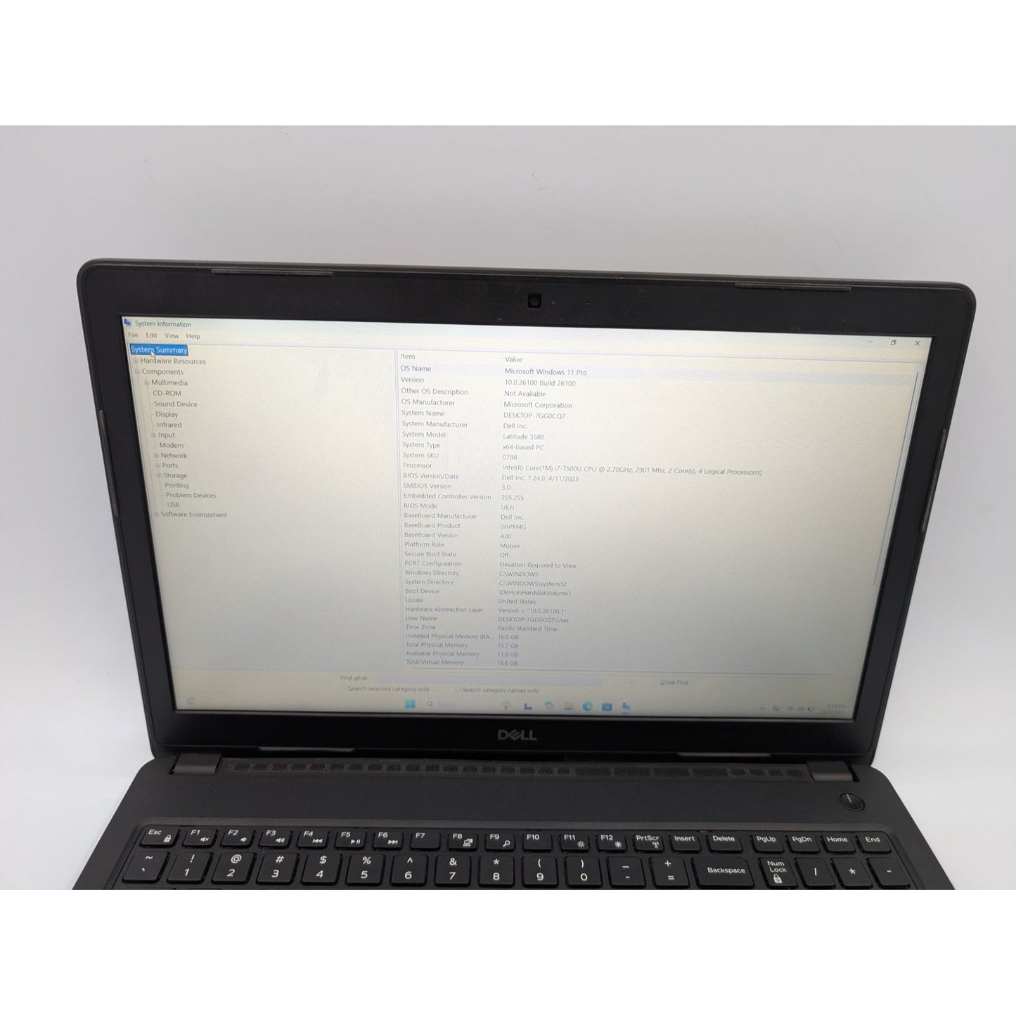 Dell Latitude 3580 15.6" Intel Core i7-7500U 16GB RAM 500GB SSD Window 11 Pro