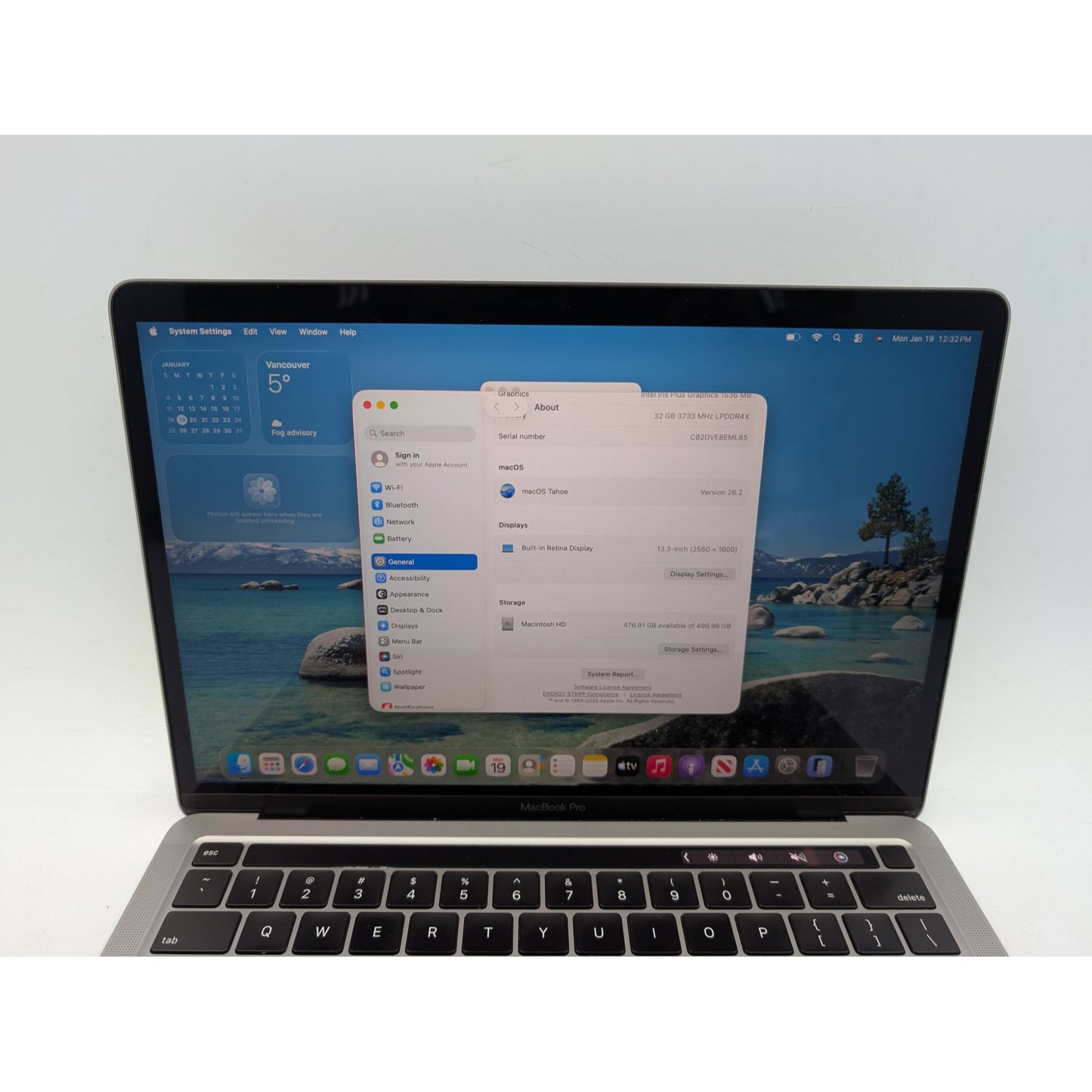 2020 Apple MacBook Pro A2251 13" Intel i7-1068NG7 32GB RAM 512GB SSD Tahoe OS