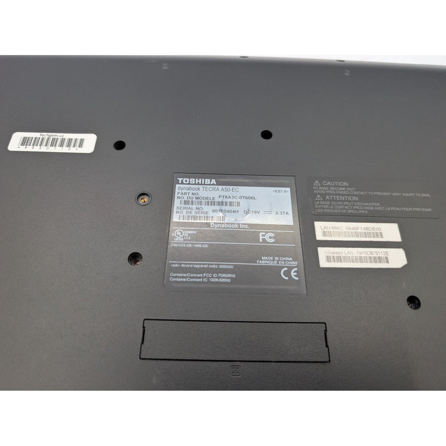 Toshiba Dynabook Tecra A50-EC 15.6" Screen Intel Core i5-8350U 1.70 GHz Laptop