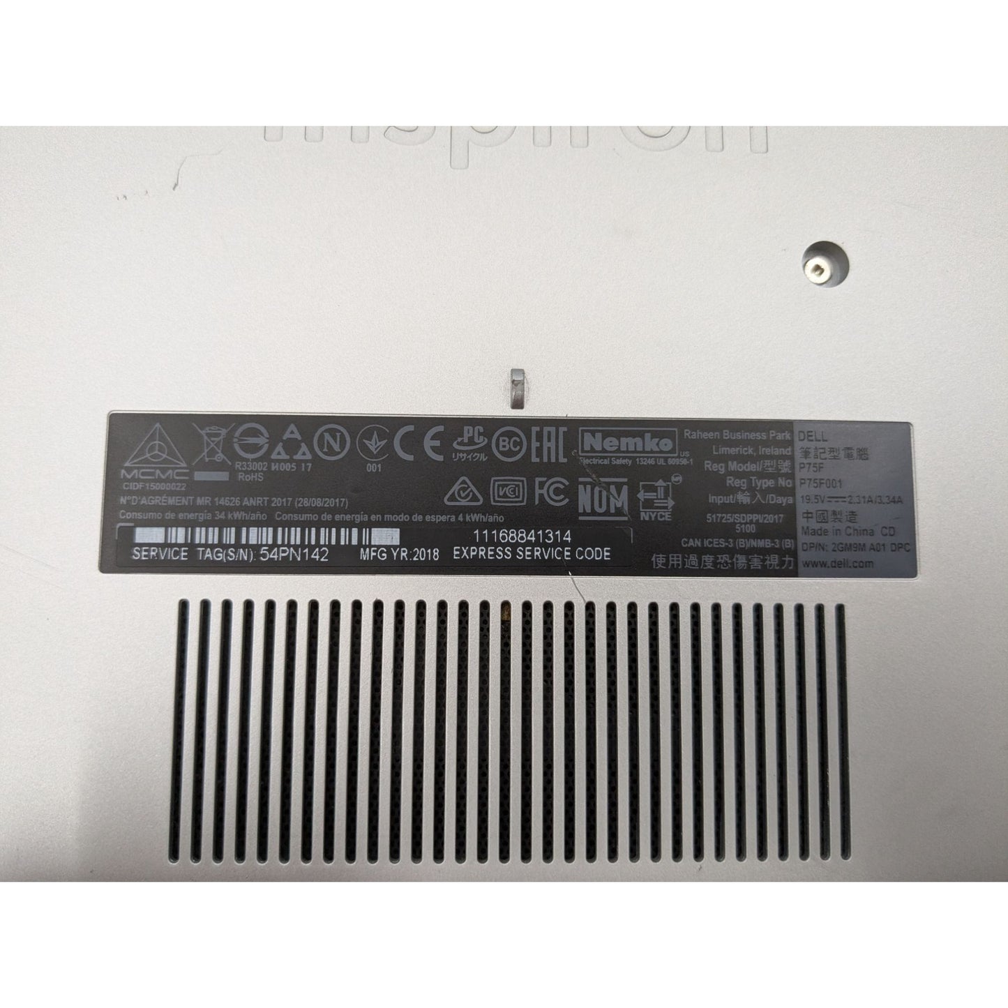 Dell Inspiron 5570 15.6" Intel i5-8250U 1.60GHz 8GB RAM 128GB SSD Windows 11 Home