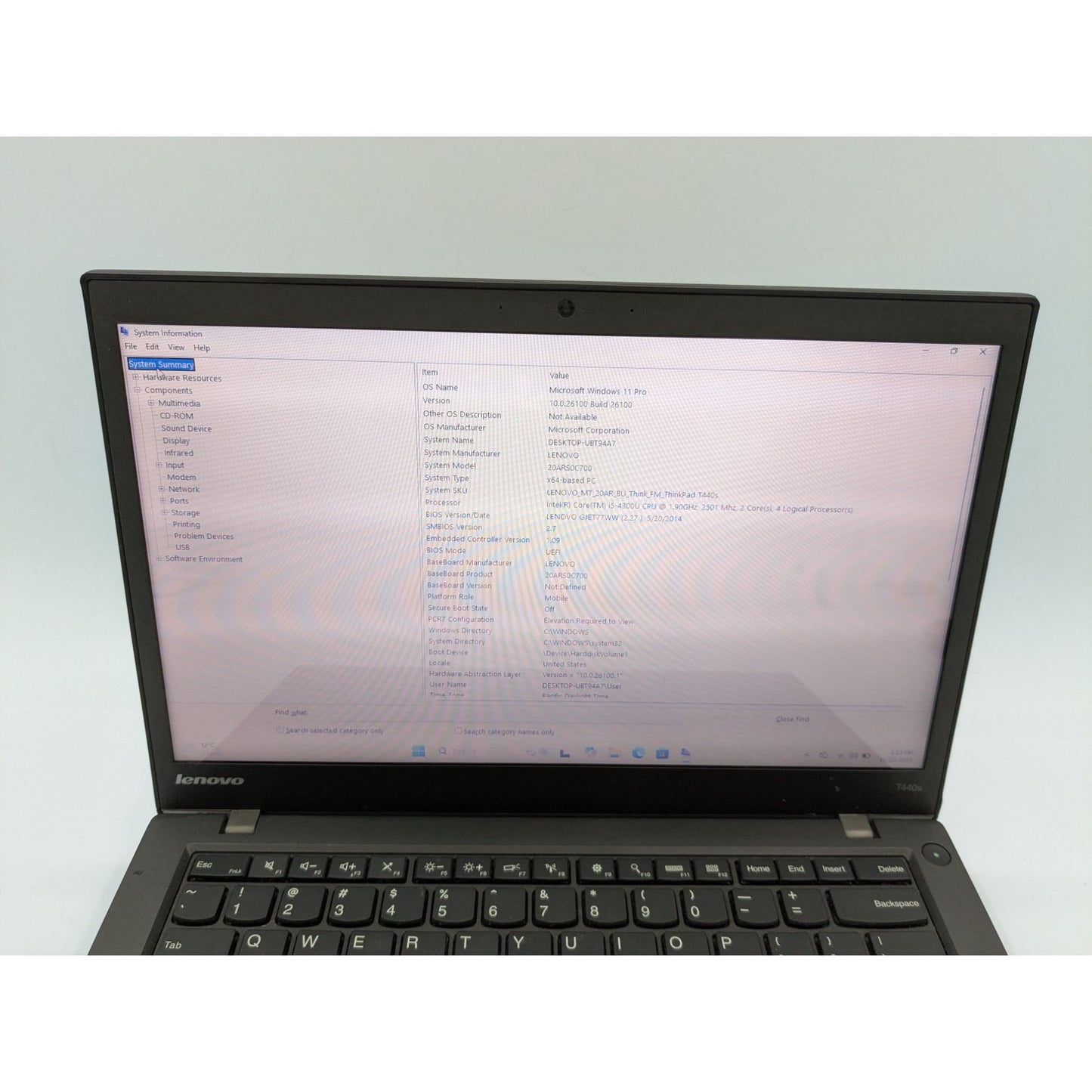 Lenovo ThinkPad T440s 14" Intel i5-4300U 1.90GHz 8GB RAM 128GB SSD Window 11 Pro