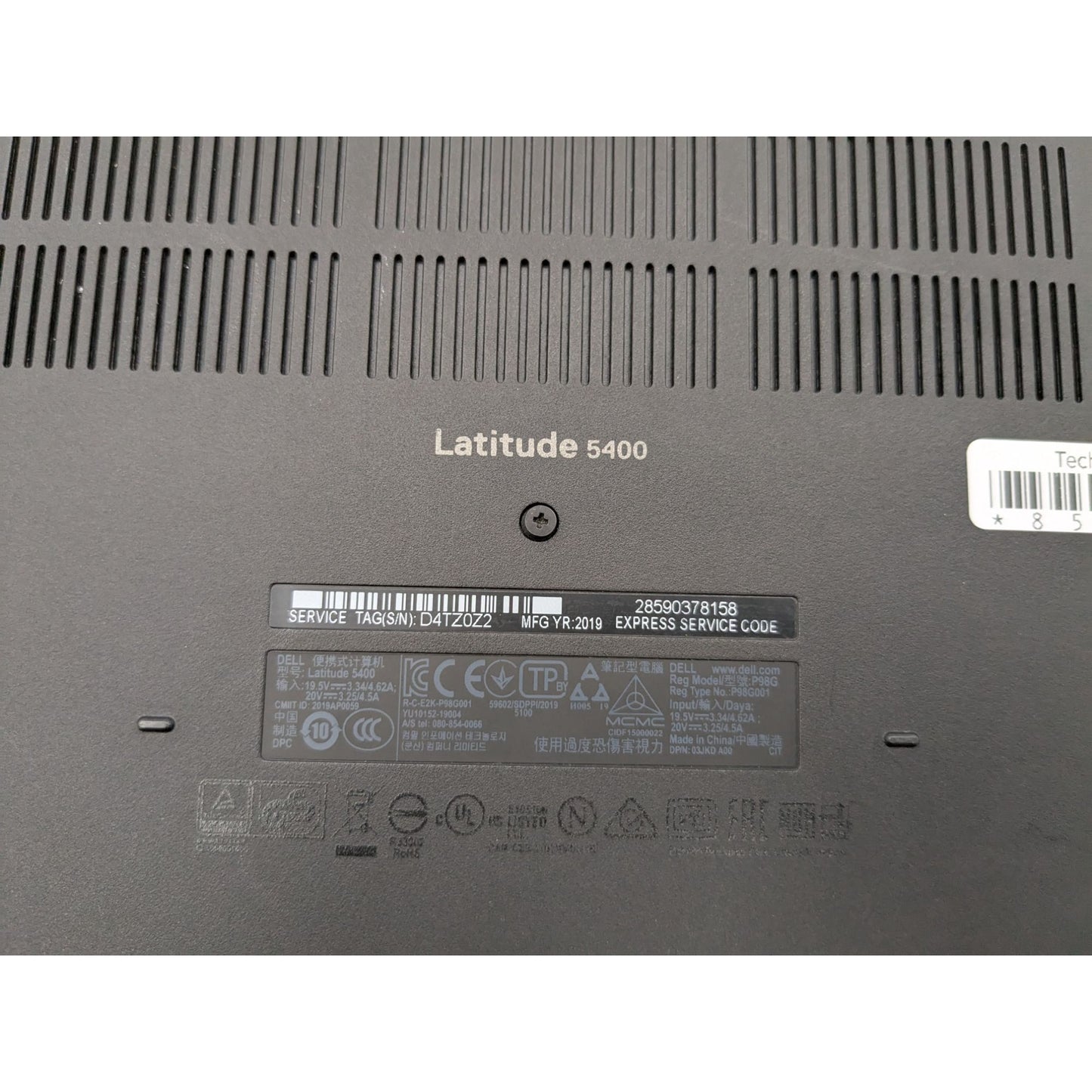 Dell Latitude 5400 Intel Core i5-8365U CPU 1.60 GHz Processor Black Laptop