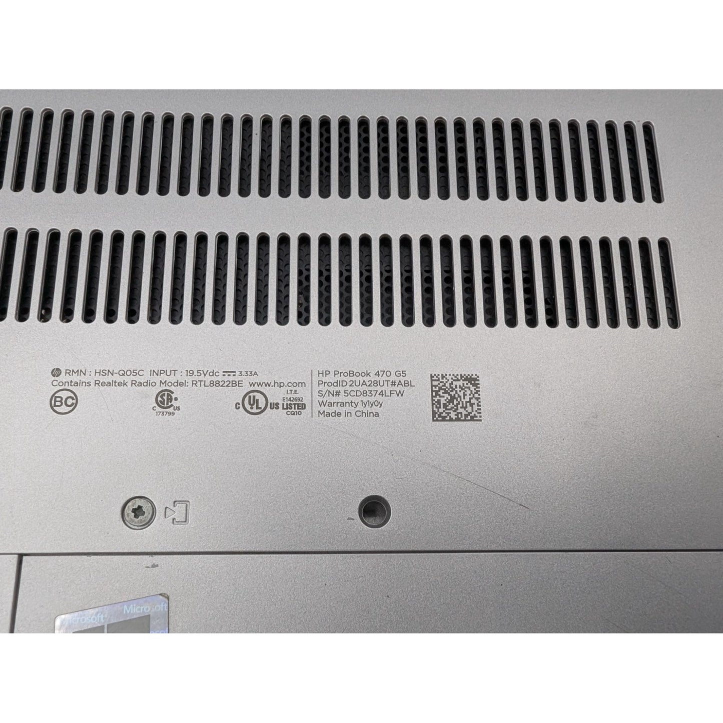 HP ProBook 470 G5 15.6" Intel Core i7-8550U 1.80 GHz Processor Silver Laptop