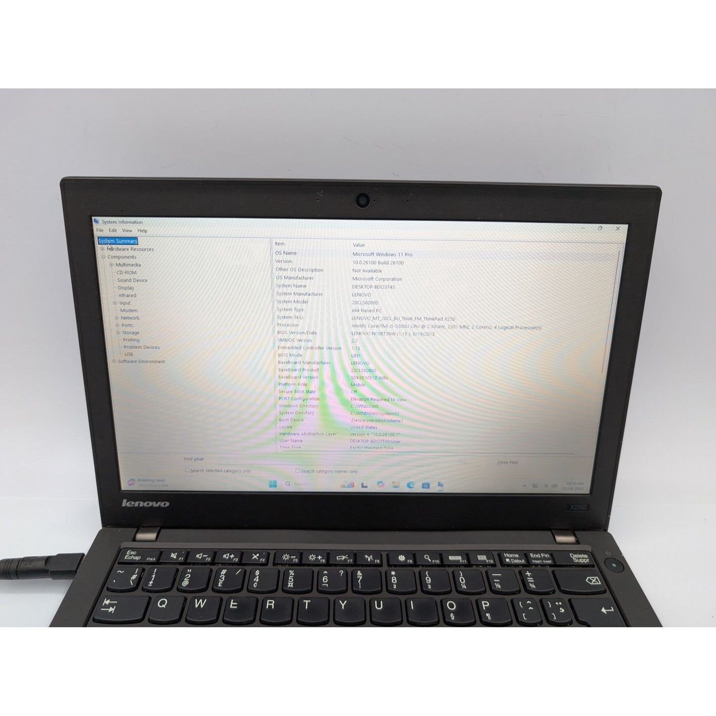 Lenovo ThinkPad X250 12.5" Intel Core i5-5300U 8GB RAM 160GB SSD Window 11 Pro