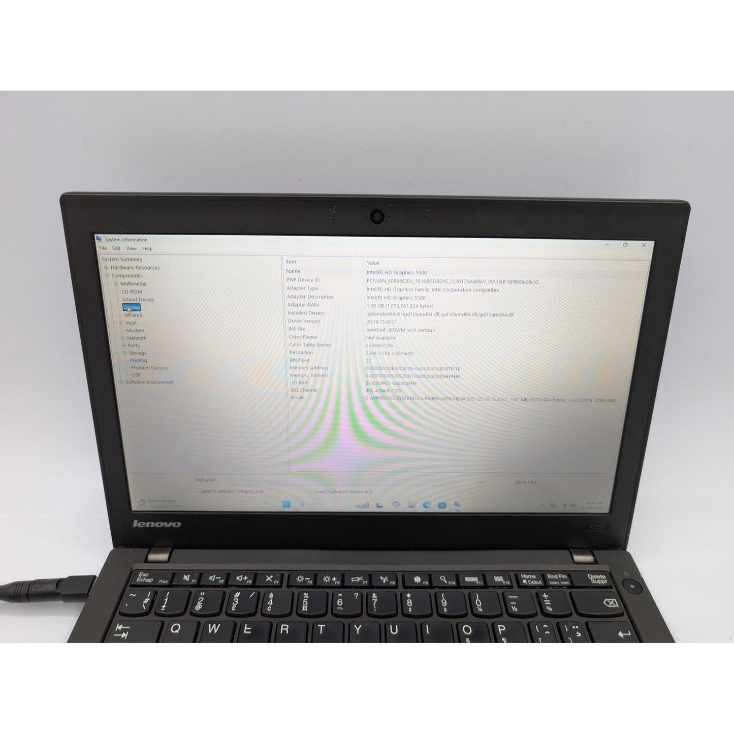 Lenovo ThinkPad X250 12.5" Intel Core i5-5300U 8GB RAM 160GB SSD Window 11 Pro