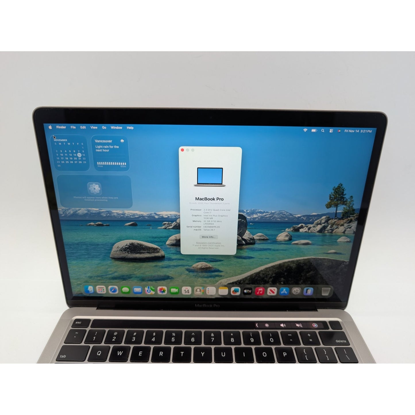 2020 Apple MacBook Pro A2251 Intel i7-1068NG7 13" 32GB RAM 512GB SSD OS Tahoe