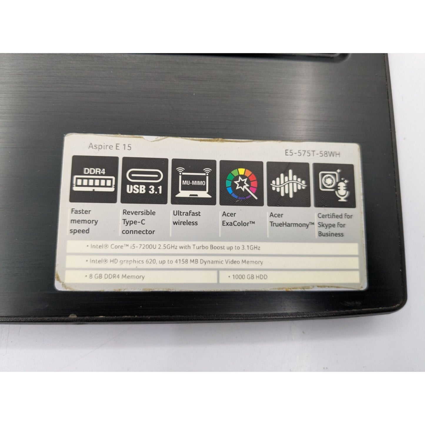 Acer Aspire E5-575T-58WH 15.6" Display Screen Intel Core i5-7200U Black Laptop