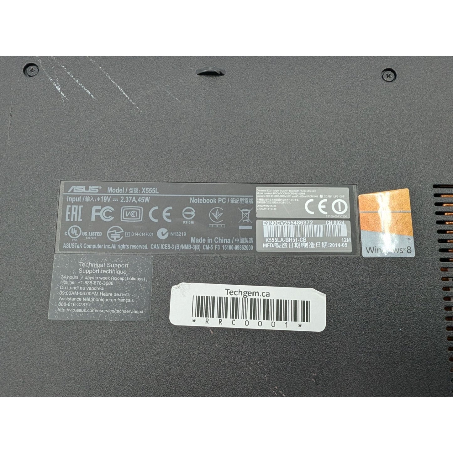 Asus K555LA-BH51-CB 15.6" Intel Core i5-4210U 8GB RAM 120GB SSD Window 11 Home