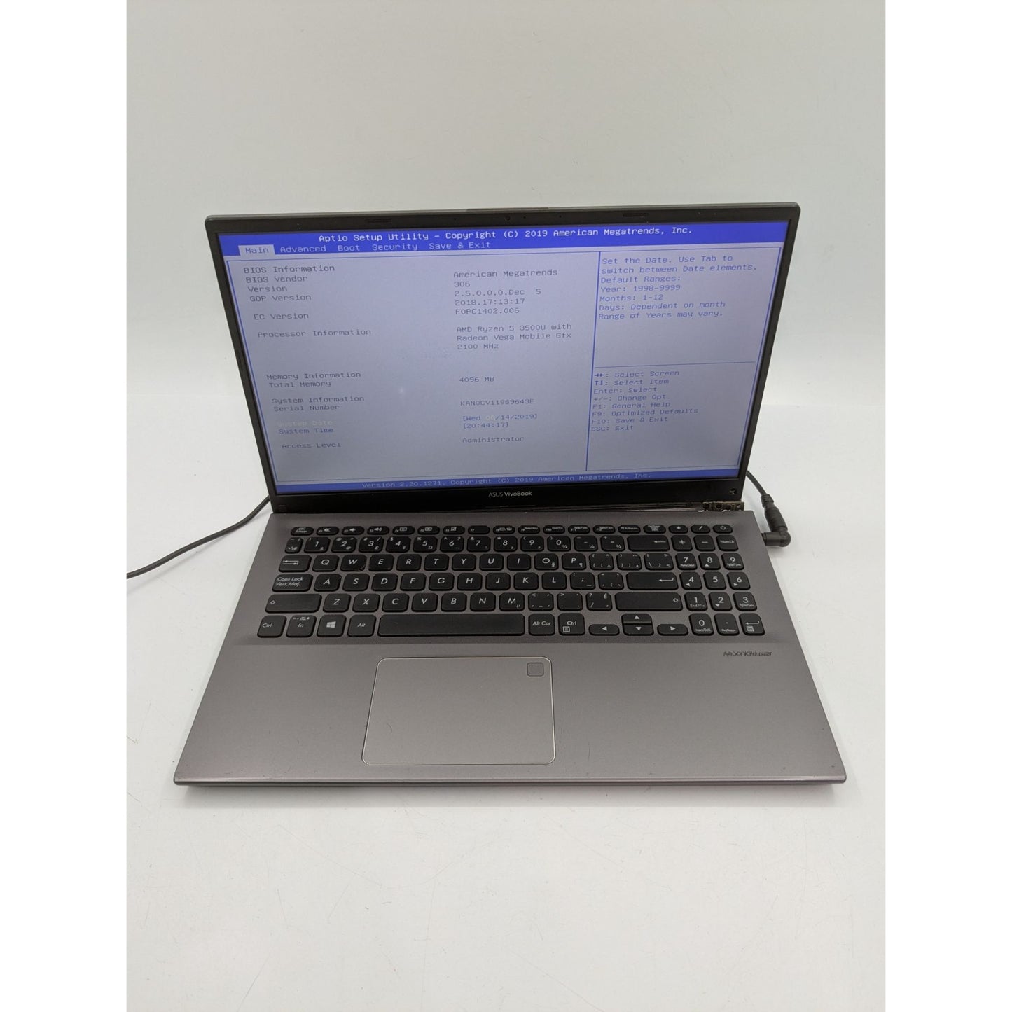 Asus X512D 15.6" Screen AMD Ryzen 5 3500U 4GB RAM 2.10 GHz Processor Laptop
