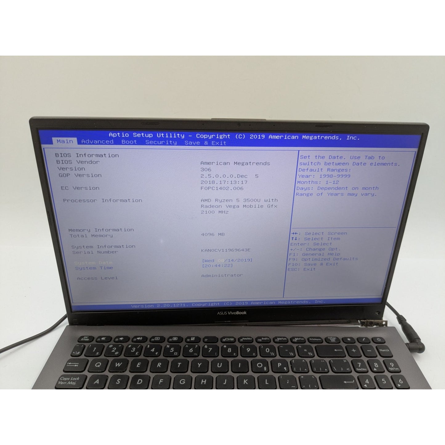 Asus X512D 15.6" Screen AMD Ryzen 5 3500U 4GB RAM 2.10 GHz Processor Laptop