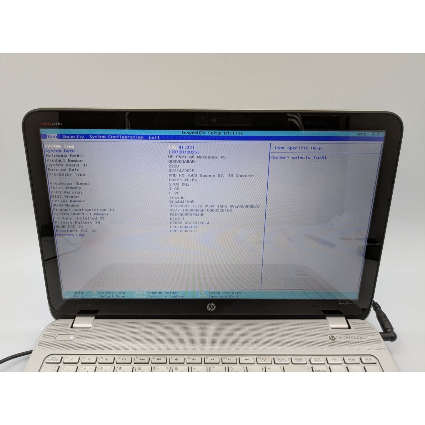 HP Envy M6-N168CA AMD FX-7500 15.6" Display 4GB RAM 2.10GHz Processor Laptop