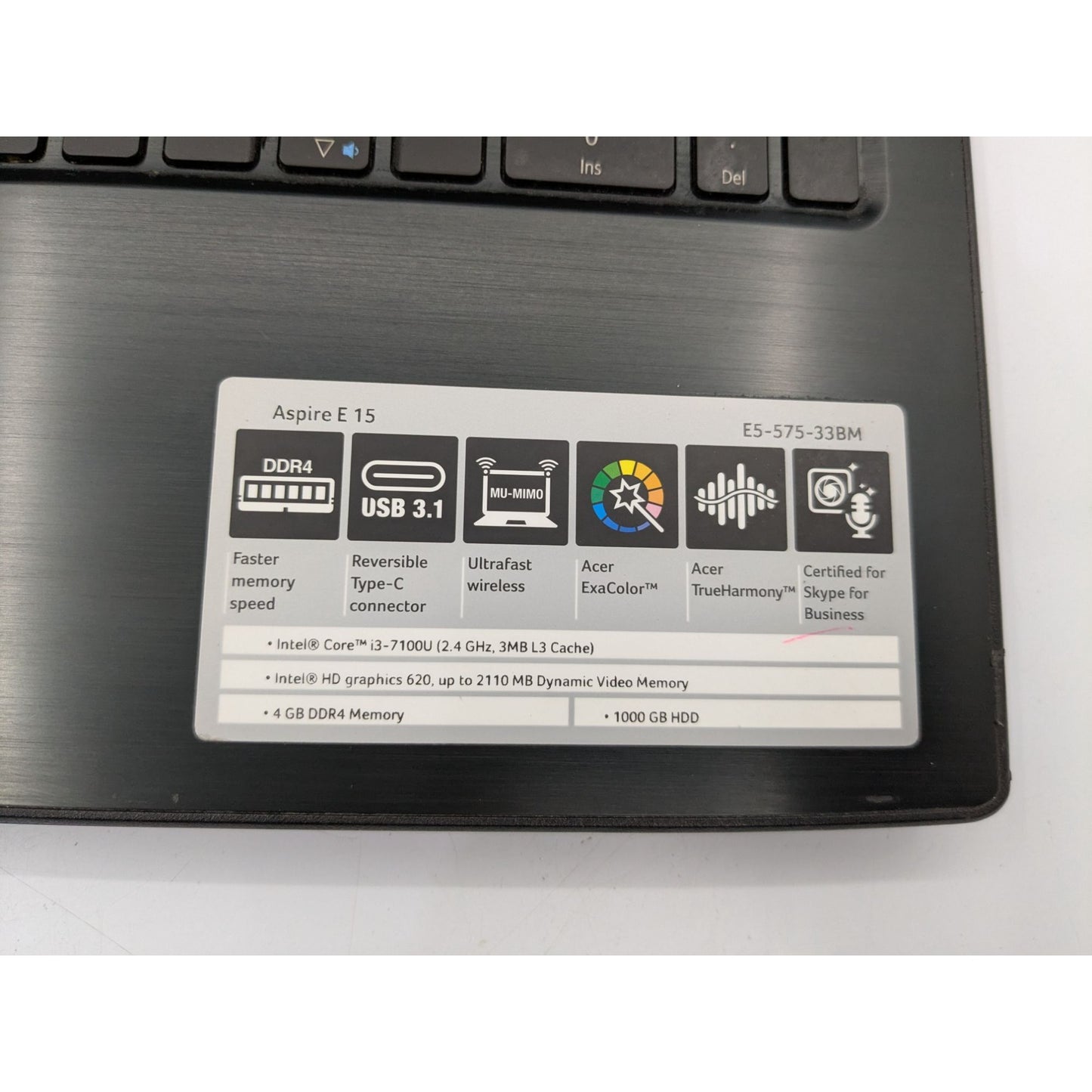 Acer Aspire E15 E5-575-33BM 15.6” FHD Intel Core i3-7100U 2.40 GHz Processor