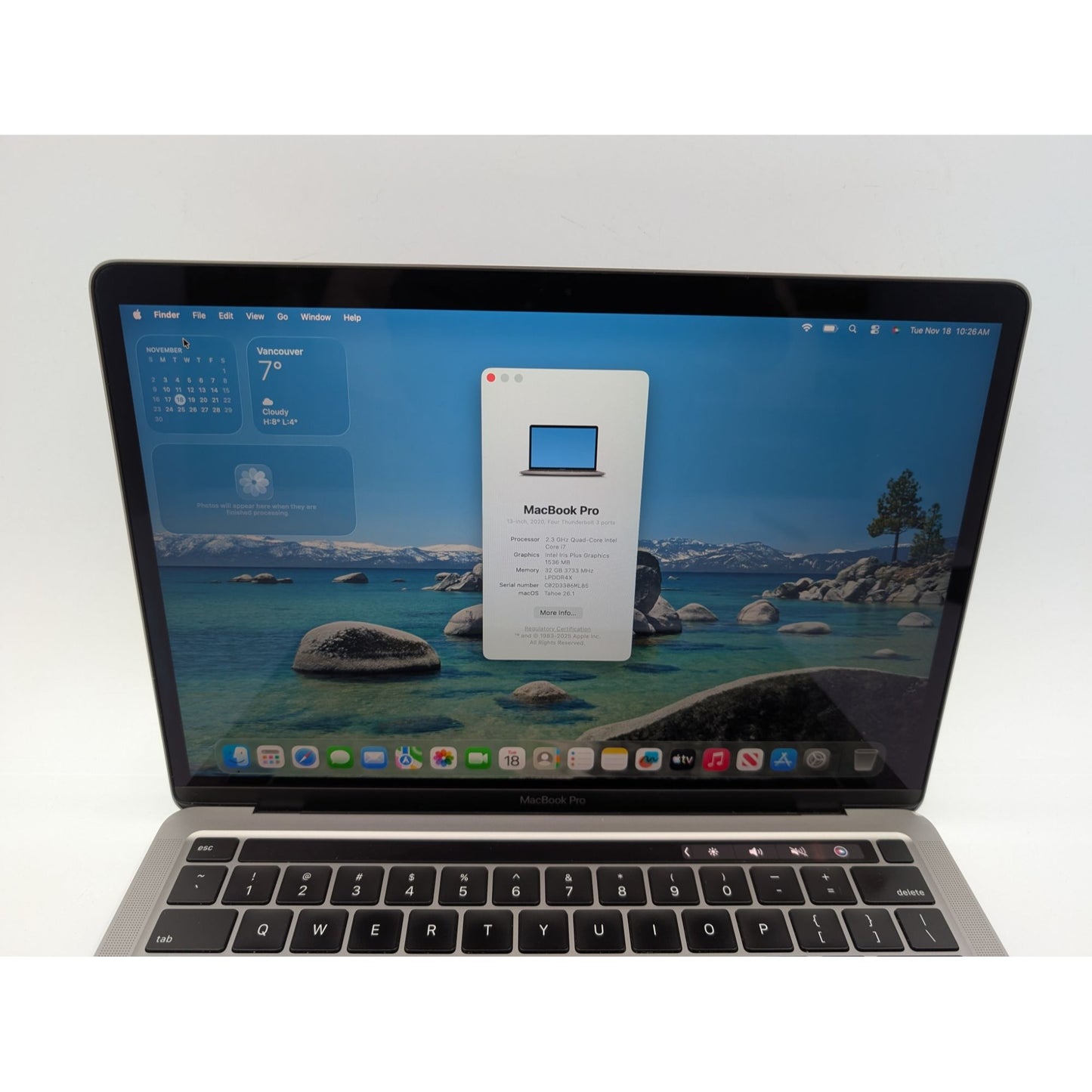 2020 Apple MacBook Pro A2251 13" Intel Core i7-1068NG7 macOS 32GB RAM 512GB SSD