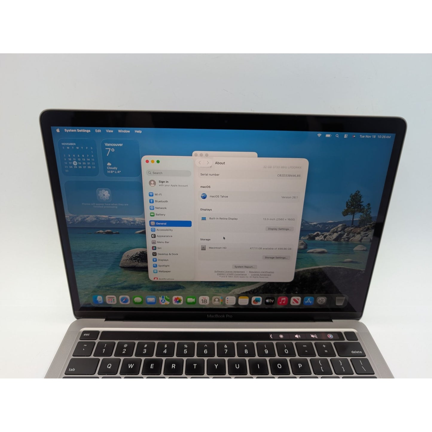 2020 Apple MacBook Pro A2251 13" Intel Core i7-1068NG7 macOS 32GB RAM 512GB SSD