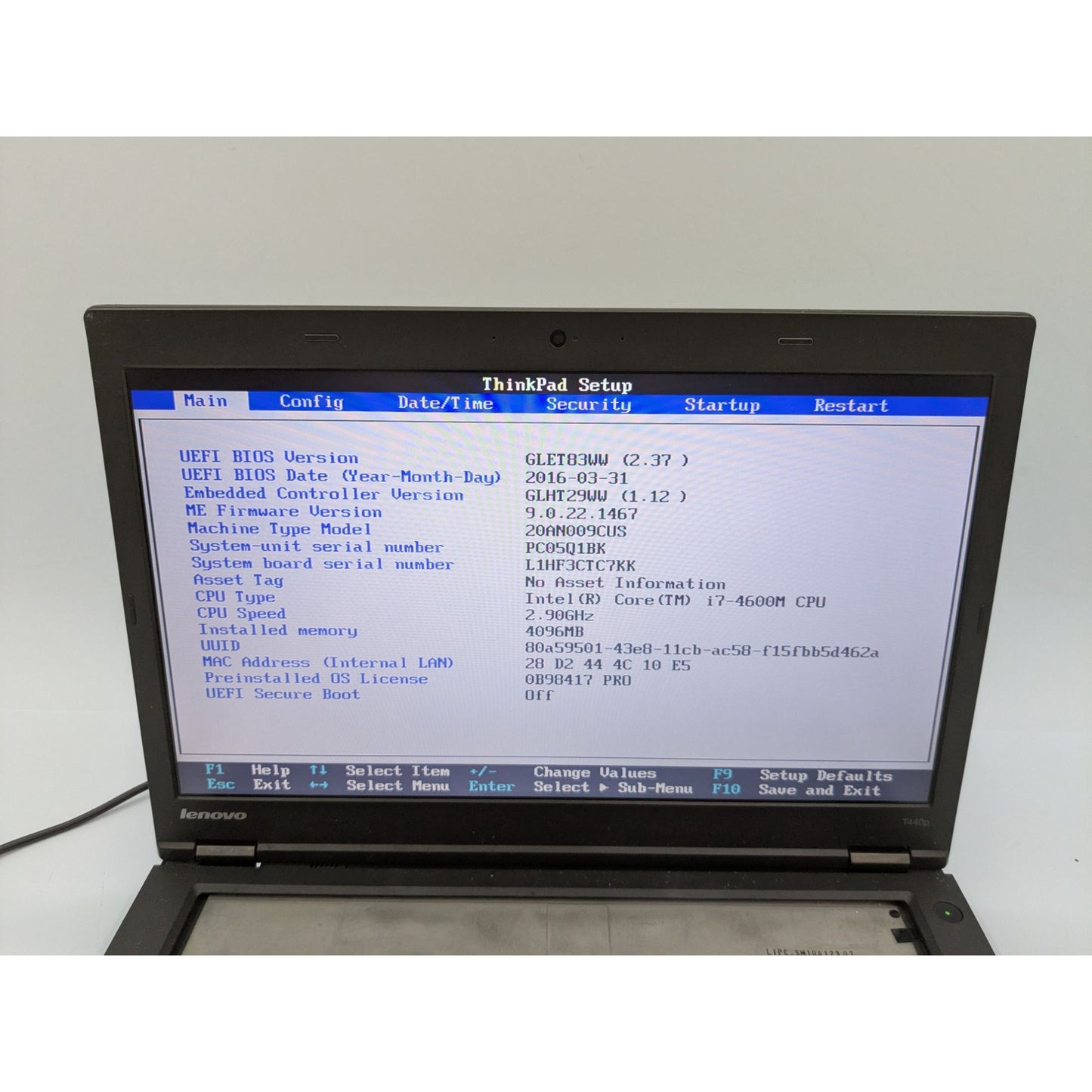 Lenovo ThinkPad T440p 14" Screen Intel Core i7-4600M 4GB RAM 2.90 GHz Processor