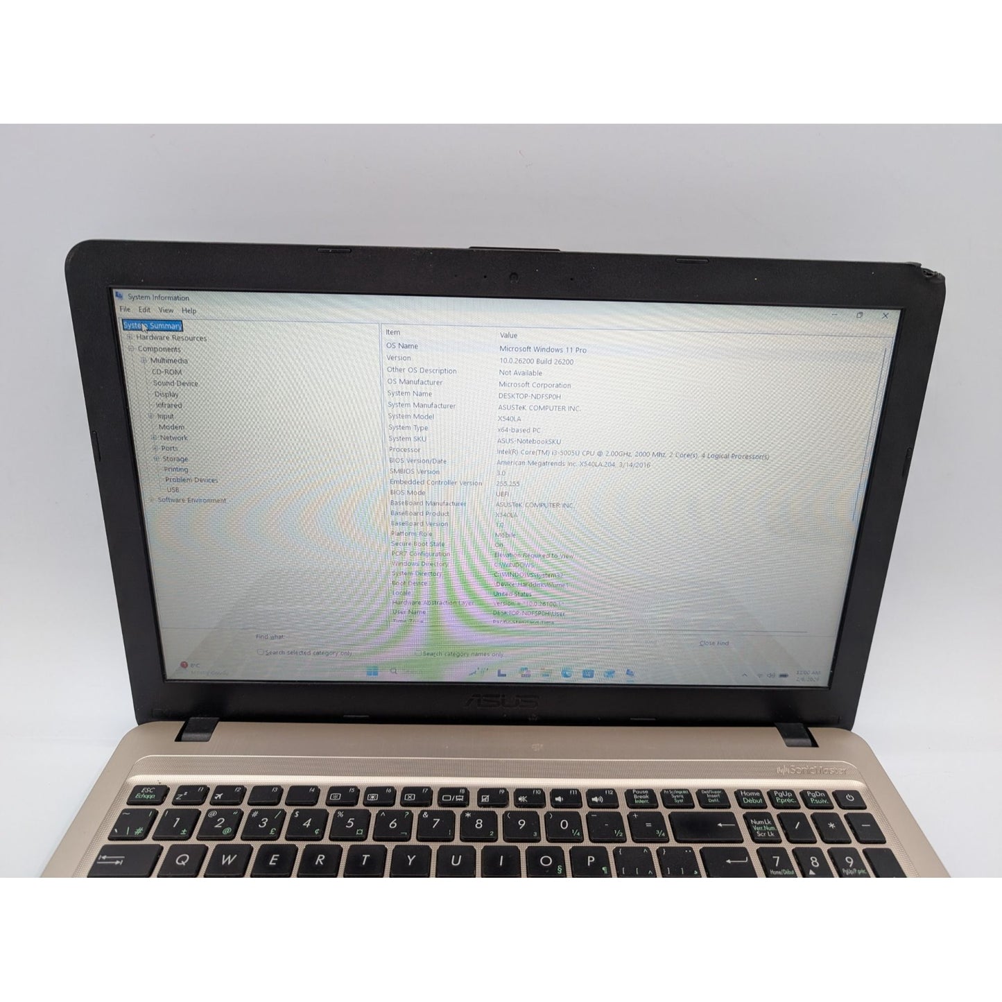 Asus X540LA-SB31-CB 15.6" Intel Core i3-5005U 8GB RAM 120GB SSD Windows 11 Pro